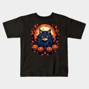 Norwegian Forest Cat Halloween, Cat Lover Kids T-Shirt